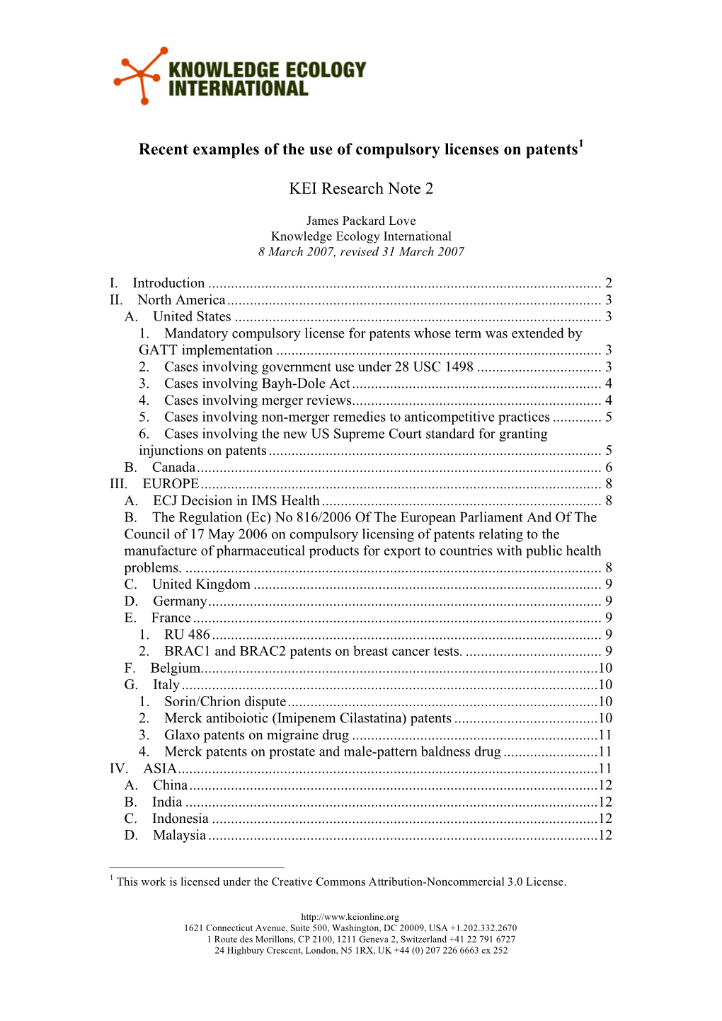 Recent Examples of the Use of Compulsory Licenses on Patents