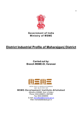 District Industrial Profile of Maharajganj District