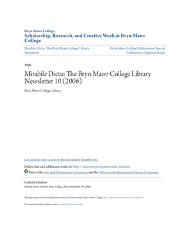 Mirabile Dictu: the Bryn Mawr College Library Newsletter 10 (2006)