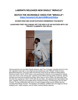 Labrinth Releases New Single "Miracle" Watch the Incredible Video