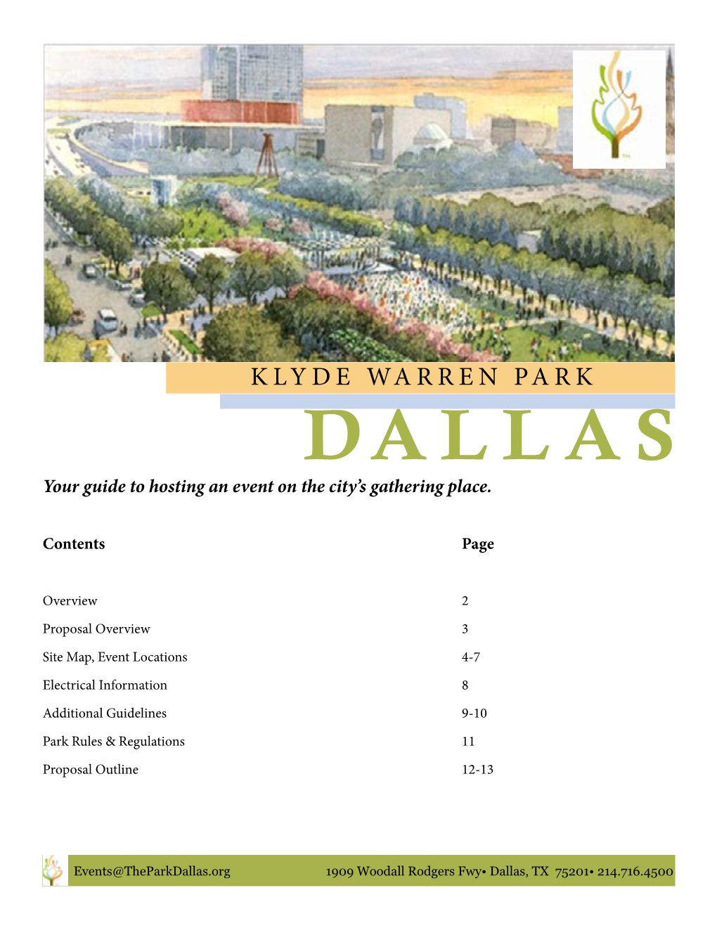 DALLAS Your Guide to Hosting an Event on the City’S Gathering Place