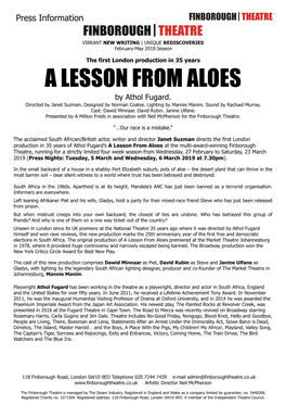 A LESSON from ALOES by Athol Fugard