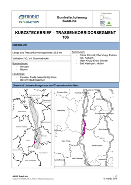 Kurzsteckbrief – Trassenkorridorsegment 106