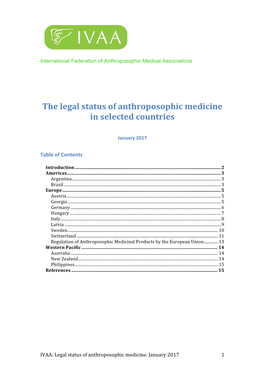 Legal Status of Anthroposophic Medicine in Selected Countries