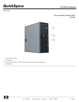 HP Z400 Workstation Overview