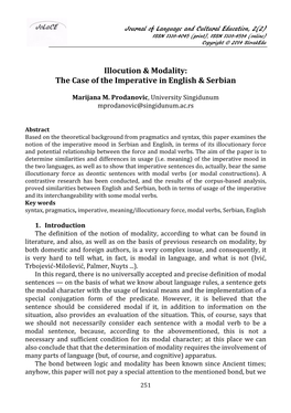 Illocution & Modality: the Case of the Imperative in English & Serbian