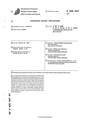 European Patent Office © Publication Number: 0 026 547 A1 Office Europeen Des Brevets