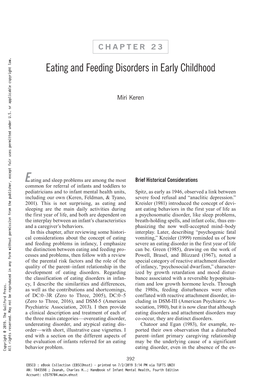 Eating and Feeding Disorders in Early Childhood