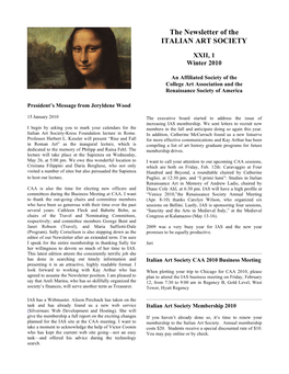 The Newsletter of the ITALIAN ART SOCIETY