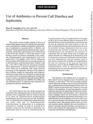 Use of Antibiotics to Prevent Calf Diarrhea and Septiceinia