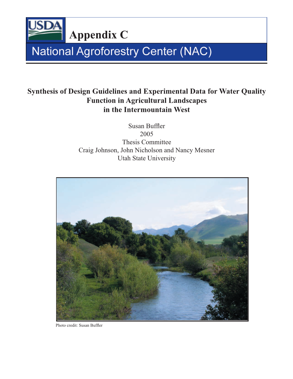 Riparian Buffer Design Guidelines for Water Quality and Wildlife Habitat Functions on Lim, T.T., D.R