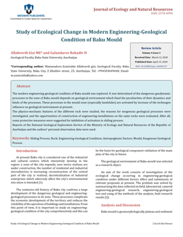 Study of Ecological Change in Modern Engineering-Geological Condition of Baku Mould