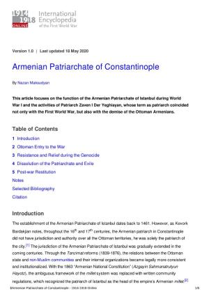 Armenian Patriarchate of Constantinople | International
