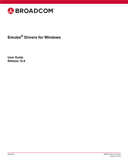 Emulex Drivers for Windows User Guide Table of Contents
