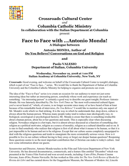 Face to Face with ...Antonio Monda! a Dialogue Between