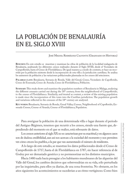 La Población De Benalauría En El Siglo Xviii