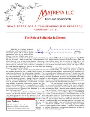 The Role of Sulfatides in Disease