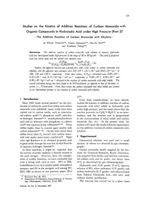 Organic Compounds in Hydroiodic Acid Under High Pressure (Part 2)* -The Addition Reaction of Carbon Monoxide with Ethylene