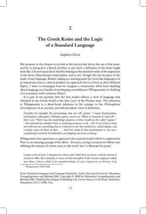 2 the Greek Koine and the Logic of a Standard Language