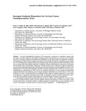 Surrogate Endpoint Biomarkers for Cervical Cancer Chemoprevention Trials