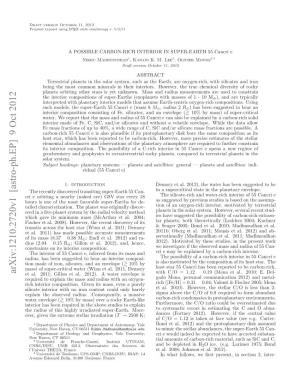 Arxiv:1210.2720V1 [Astro-Ph.EP] 9 Oct 2012 Xli H Bevdrdu.Cneunl,Amassive a Barely Consequently, Only ( Could Radius