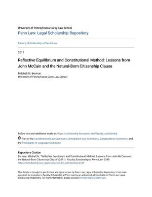 Reflective Equilibrium and Constitutional Method: Lessons from John Mccain and the Natural-Born Citizenship Clause