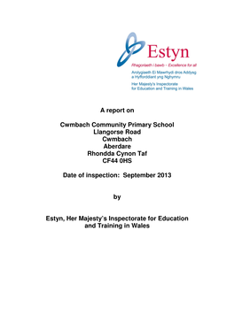 A Report on Cwmbach Community Primary School Llangorse