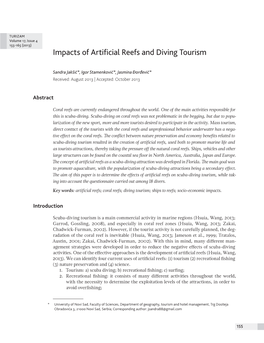 Impacts of Artificial Reefs and Diving Tourism