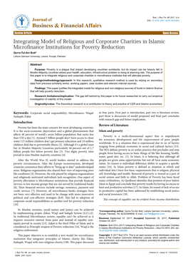 Integrating Model of Religious and Corporate Charities in Islamic