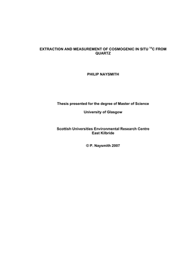 Extraction and Measurement of Cosmogenic in Situ 14C from Quartz