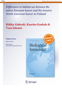Differences in Habitat Use Between the Native Eurasian Beaver and the Invasive North American Beaver in Finland
