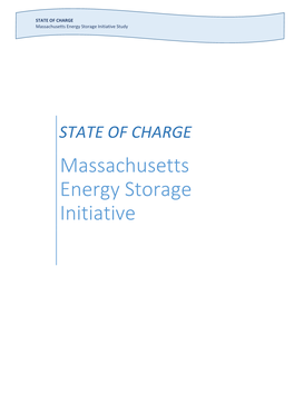 STATE of CHARGE Massachusetts Energy Storage Initiative Study