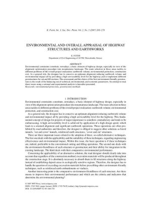 Environmental and Overall Appraisal of Highway Structures and Earthworks