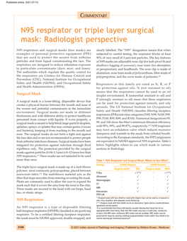 N95 Respirator Or Triple Layer Surgical Mask: Radiologist Perspective