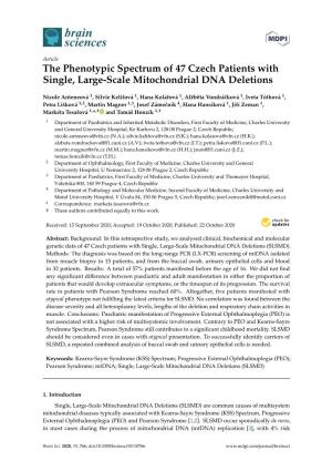 The Phenotypic Spectrum of 47 Czech Patients with Single, Large-Scale Mitochondrial DNA Deletions