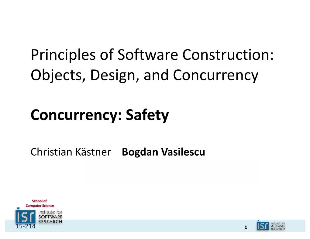 Principles of Software Construction: Objects, Design, and Concurrency