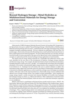 Beyond Hydrogen Storage—Metal Hydrides As Multifunctional Materials for Energy Storage and Conversion