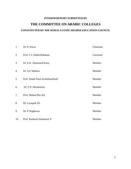 Report of the Committee on Arabic Colleges