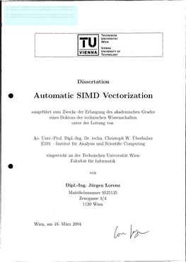 Automatic SIMD Vectorization