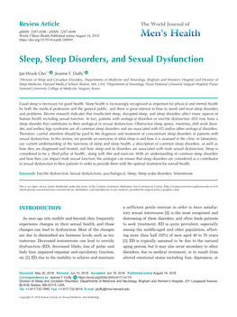 Sleep, Sleep Disorders, and Sexual Dysfunction