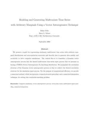 Modeling and Generating Multivariate Time Series with Arbitrary Marginals Using a Vector Autoregressive Technique