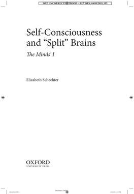 Self-Consciousness and “Split” Brains the Minds’ I