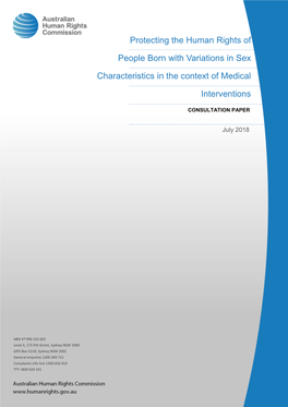 Protecting the Human Rights of People Born with Variations in Sex Characteristics in the Context of Medical Interventions