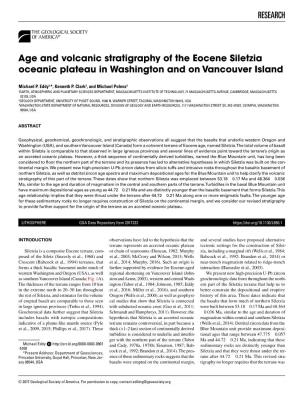 Age and Volcanic Stratigraphy of the Eocene Siletzia Oceanic Plateau in Washington and on Vancouver Island