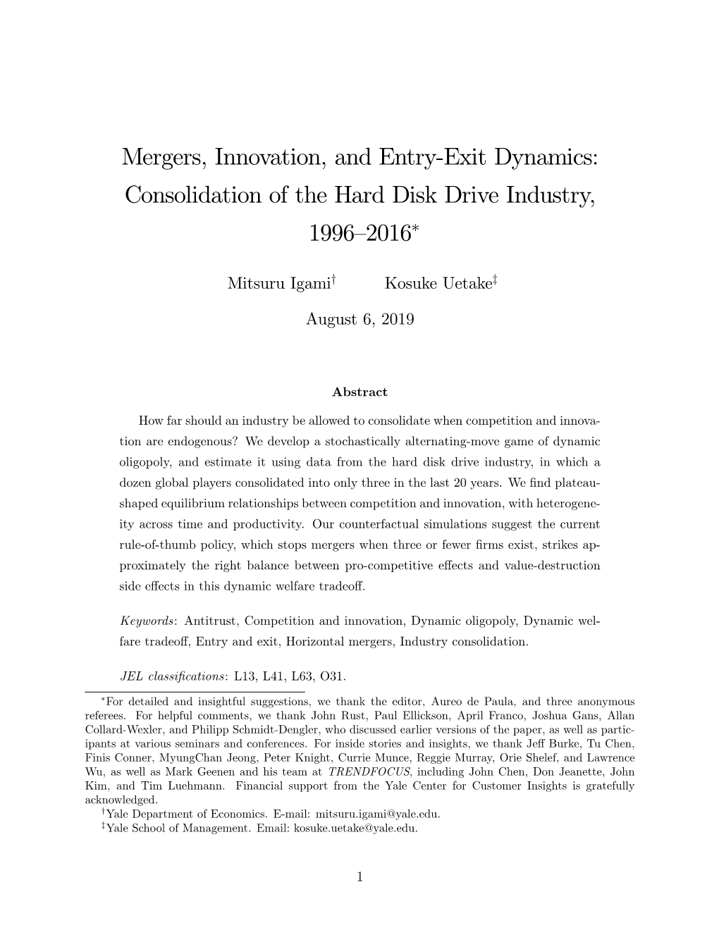 Mergers, Innovation, and Entry(Exit