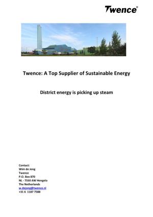 Twence: a Top Supplier of Sustainable Energy
