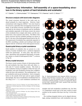 Self-Assembly of a Space-Tessellating Struc- Ture in the Binary System of Hard Tetrahedra and Octahedra†