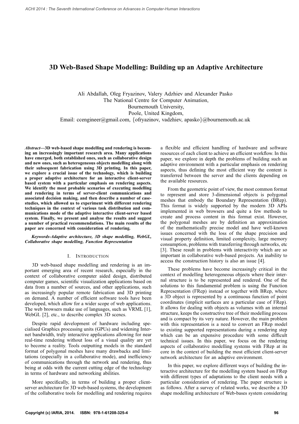 3D Web-Based Shape Modelling: Building up an Adaptive Architecture