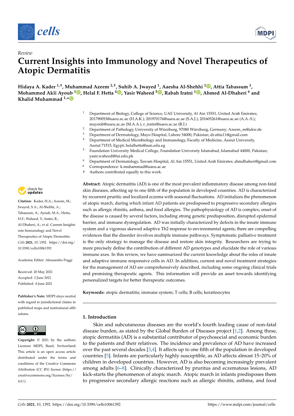 Current Insights Into Immunology and Novel Therapeutics of Atopic Dermatitis