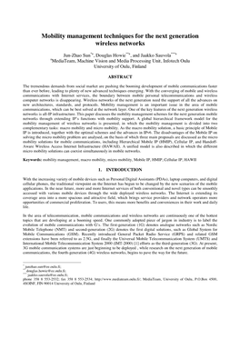 Mobility Management Techniques for the Next Generation Wireless Networks